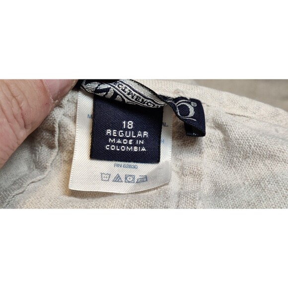 Lands End Skirt Womens 18 Linen A-Line Neutral Beige Rear Zip Coastal Beach - Picture 5 of 6